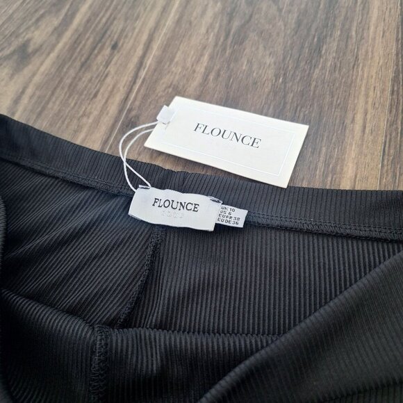 NWT Flounce Black Narrow Ribbed Legging Side Split Size S - Picture 7 of 8